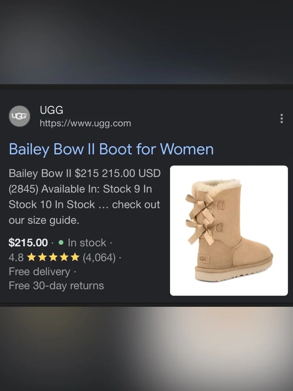 UGG Bailey Bow II Genuine Shearling Boot in Mustard Seed
